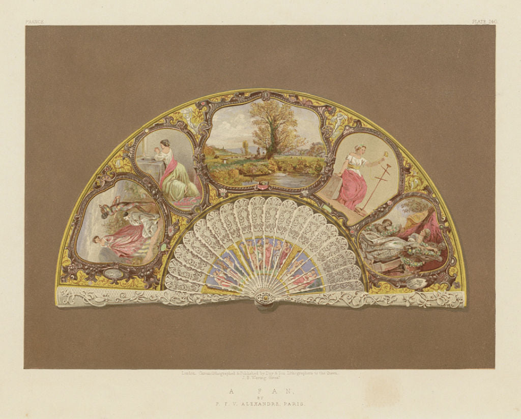 INTERNATIONAL EXHIBITION. A fan - P F V Alexandre, Paris 1862 old print